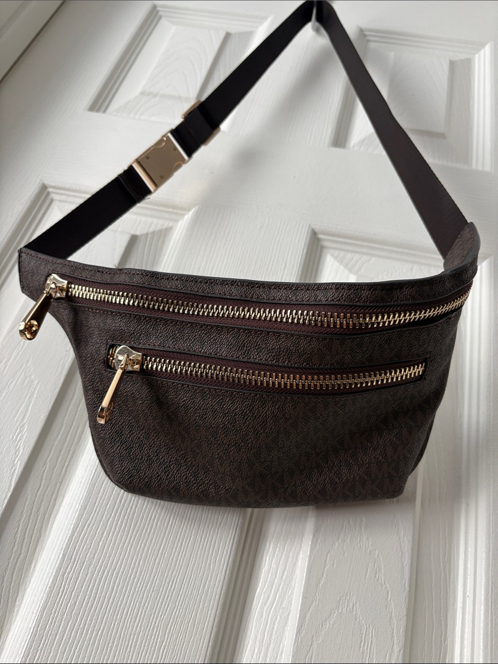 Michael Kors Brown Jet Set logo Belt Bag with Gold Hardware